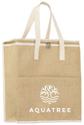 Køletaske elegant Mumbai Jute cooler XL med logo fra 50 stk