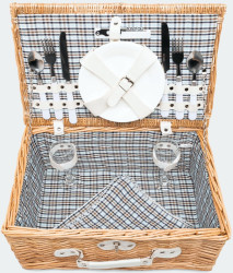 Picnic kurv med logo har service og bestik til 2 personer-0