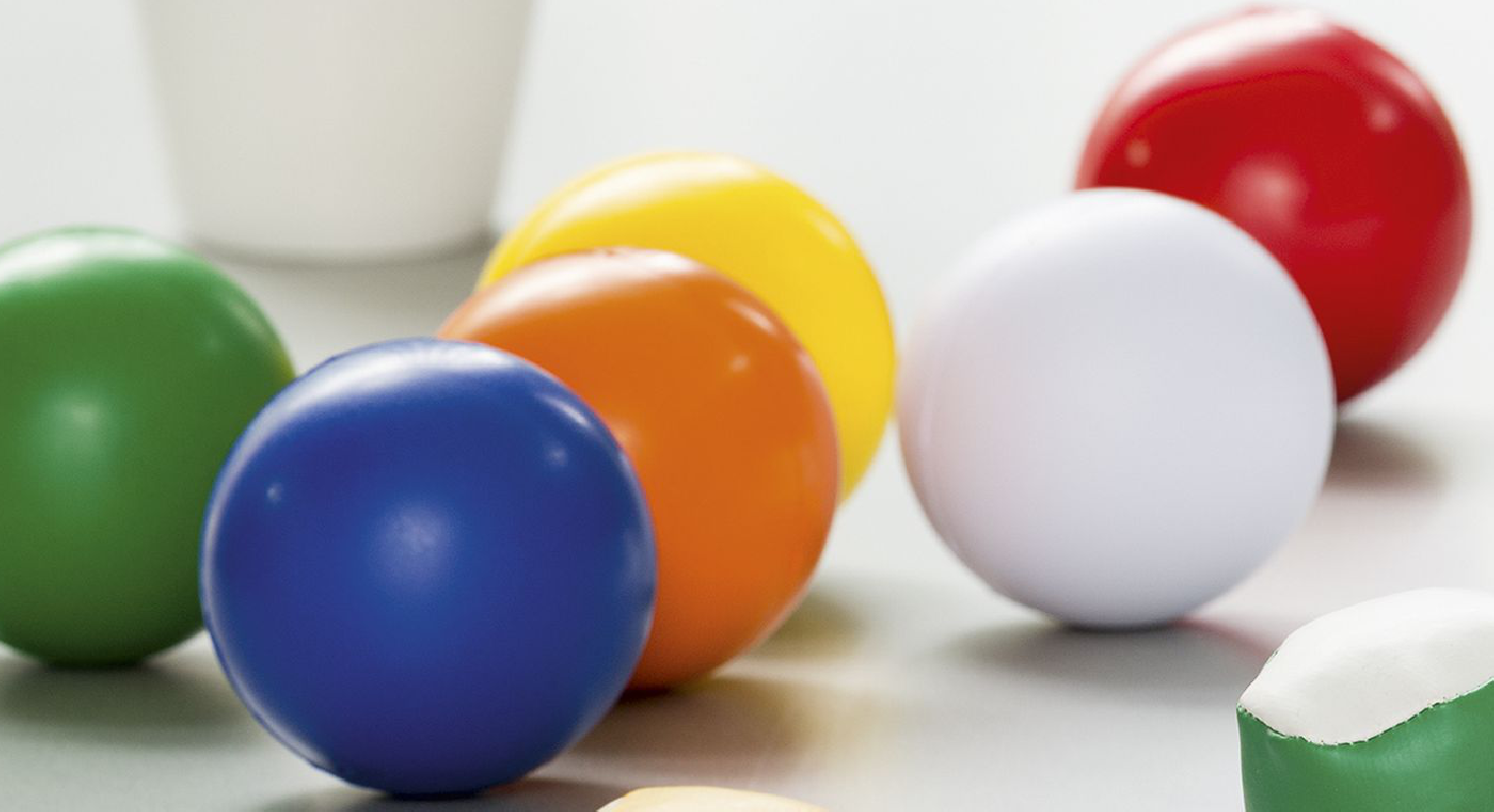 Anti stress bold med logo -  stress bolde i 7 friske farver-0