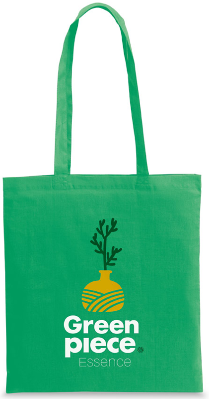 Giv mulepose af rPET genbrugsbomuld - se shopper med lange stropper nu