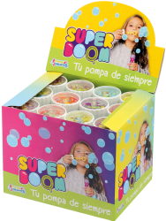 Sæbeboblesæt i flere farver parat til at blæse sæbebobler