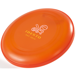 Frisbee i transparent eller fuldfarvet plastik fås med logo
