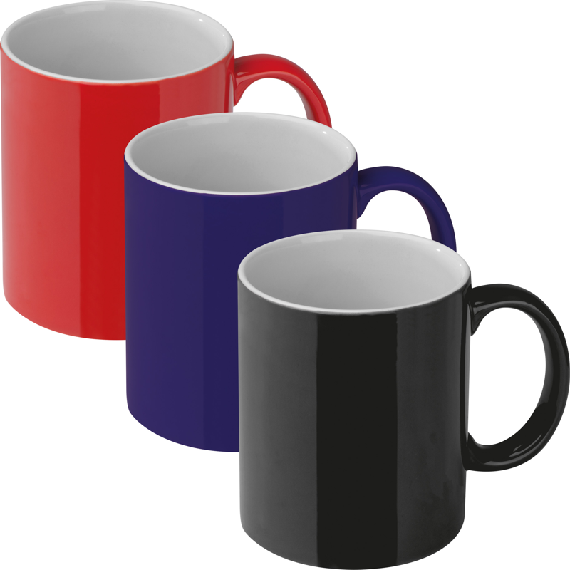 Kaffekrus med blank farvet yderside - keramik krus med logo