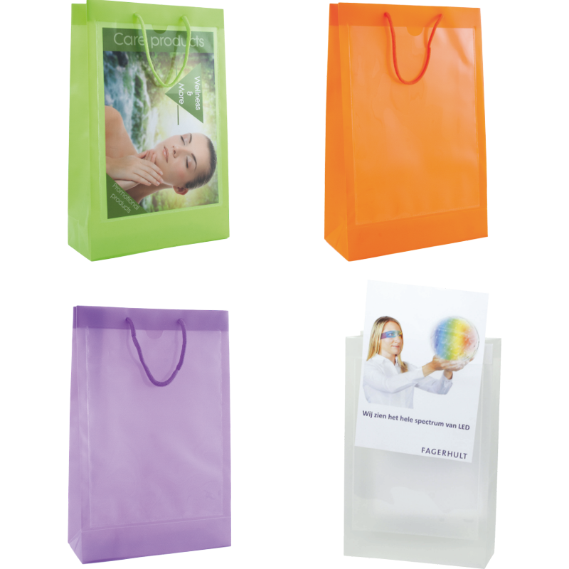 Bærepose med plads til  papirindstik med reklametryk