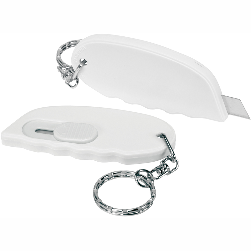 Hobbykniv og kartonåbner med logo - lille kniv med nøglering