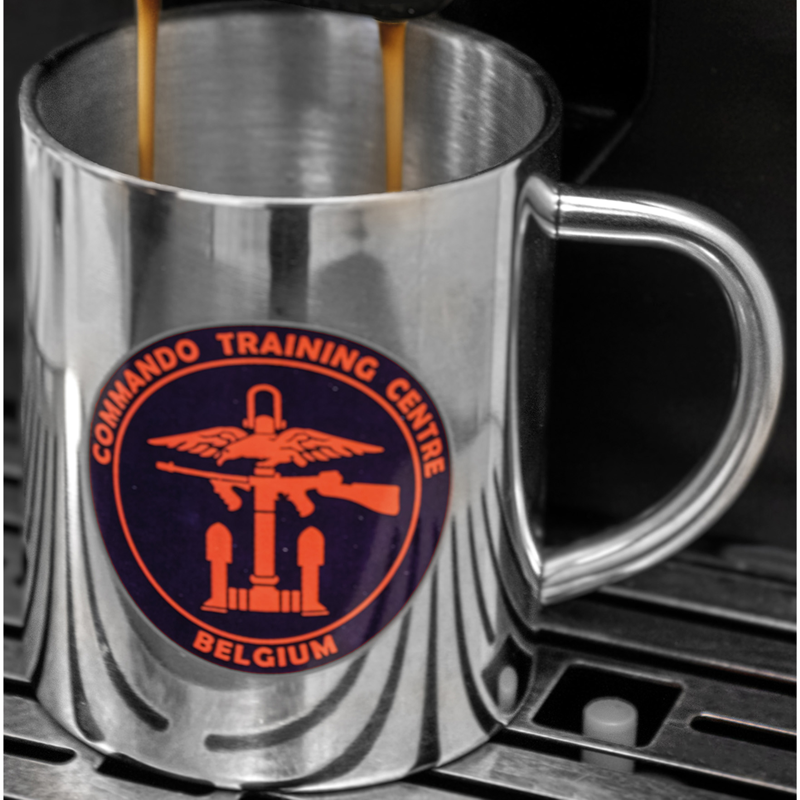 Robust metal kaffekrus med logo som tryk eller lasergravering