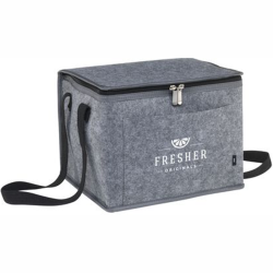 Køletaske i elegant grå filt fås med logo far 50 stk.