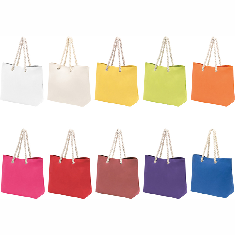 køb strandtaske med logo fra 100 stk her - se sommertasker i 10 farver