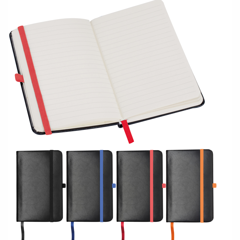 Notesbog med farvede markerinssnore