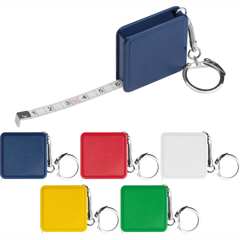 Målebånd med eget logo - 1 meter stål målebånd med nøglering