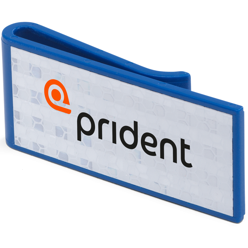 Reflekser med clips til  påsætning leveres i 4 farver med logo