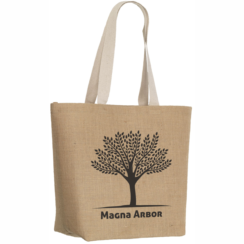 Jute shopper fås med lange hanke i natur eller sort