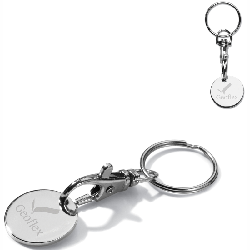 Nøgleringe med polet med graveret logo - metal vognmønt