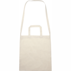 Shopper med logo - naturfarvet bomuldspose med 3 håndtag