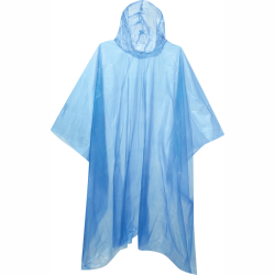 Regnslag med hætte -poncho i transparent plastik fra 100 stk