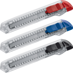 Hobbykniv og kartonåbner med tryk - knive i 4 farver