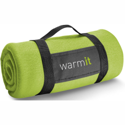 Fleece tæppe i 6 farver har aftageligt håndtag til transport