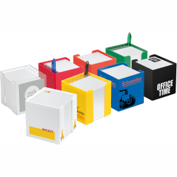 Papirboks med notatpapir fås i 8 farver
