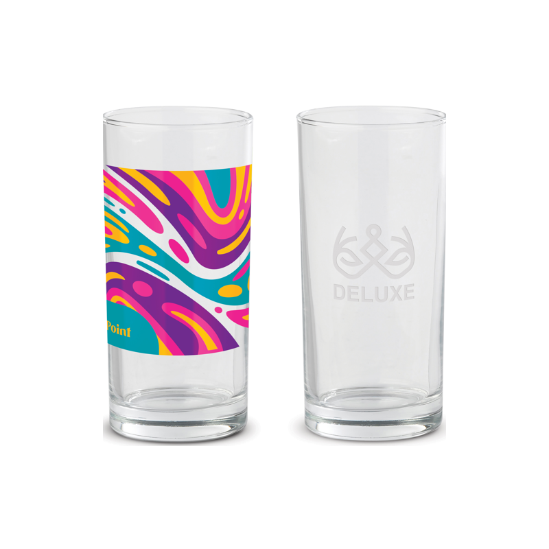 Longdrink glas med logo som gravering eller highgloss tryk