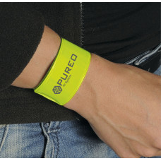Refleks -reklame armbånd i gul og hvid med logo fra 100 stk 