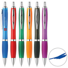 Kuglepenne med logo - stor skrivepatron - 6 flotte farver