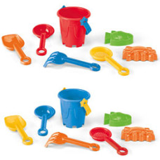 Legetøj - i spand med tryk - 6 stk legetøj i plastik i spand